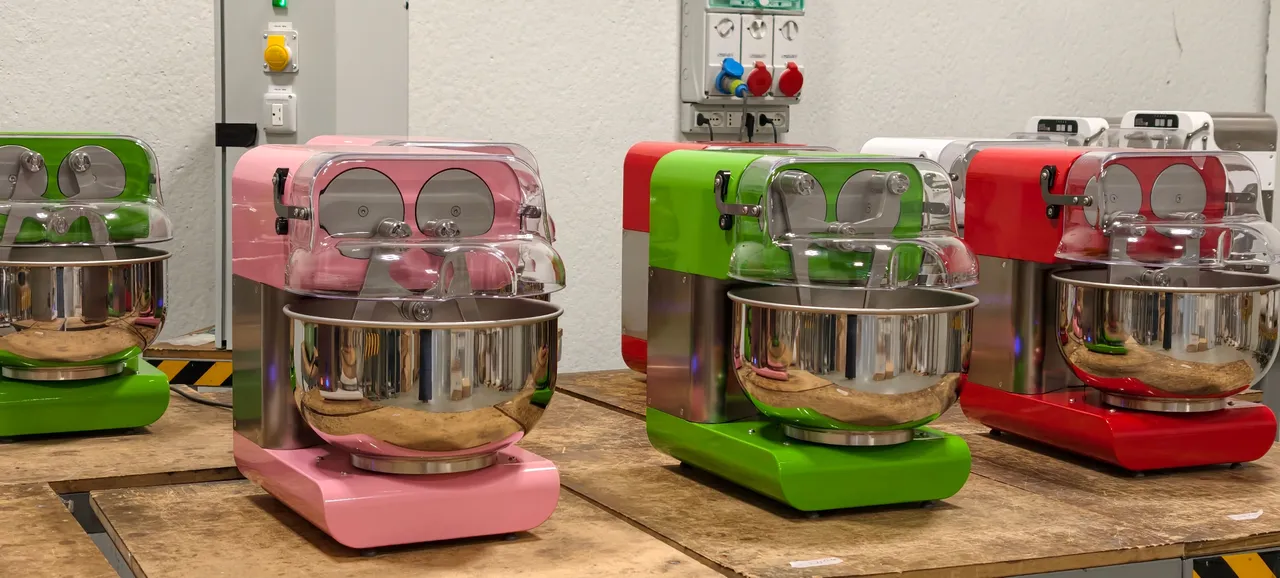 My Miss Baker units in several finishes lined up on the production floor.